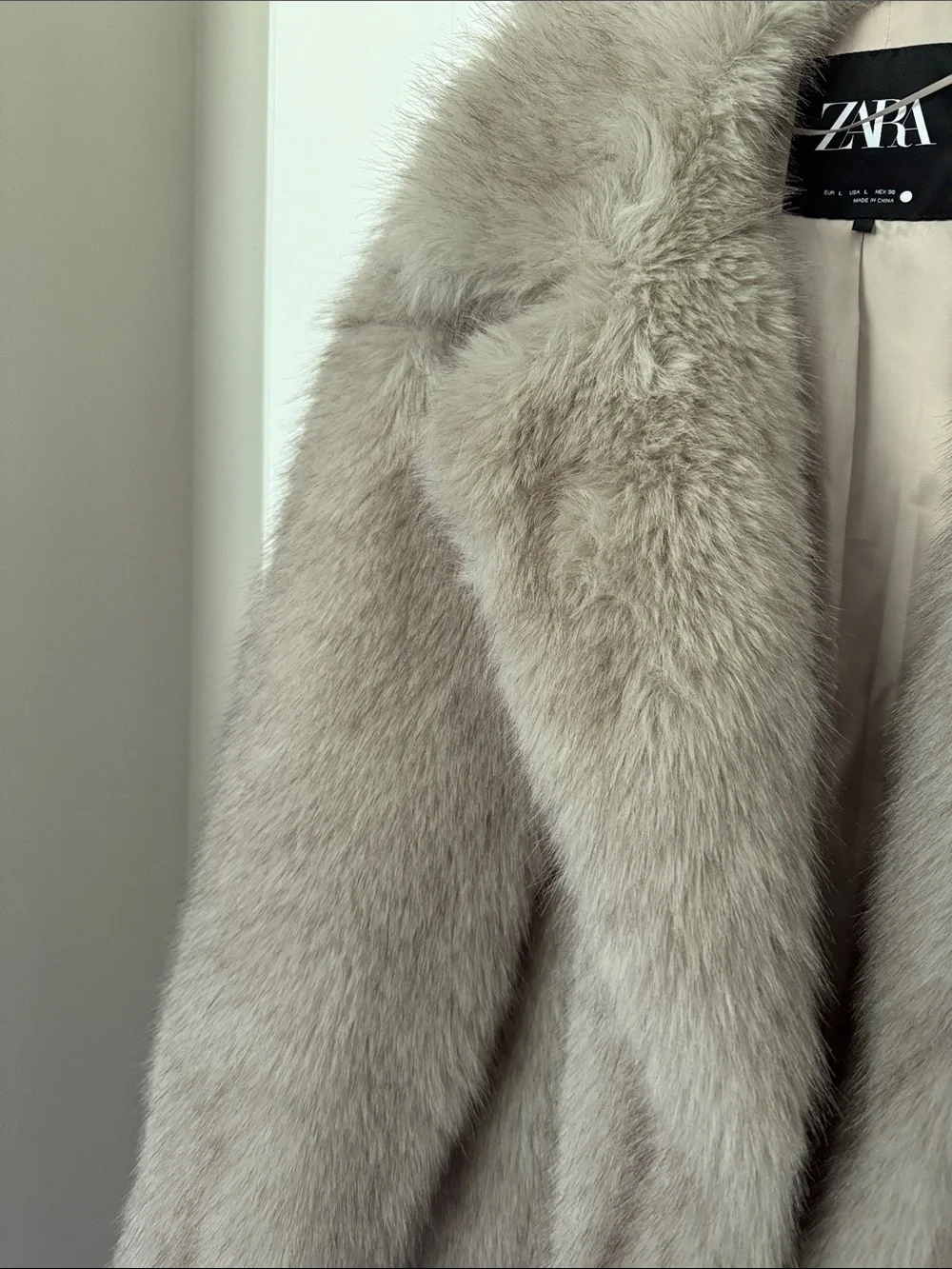 Zara Plush Teddy Jacket in Light Gray